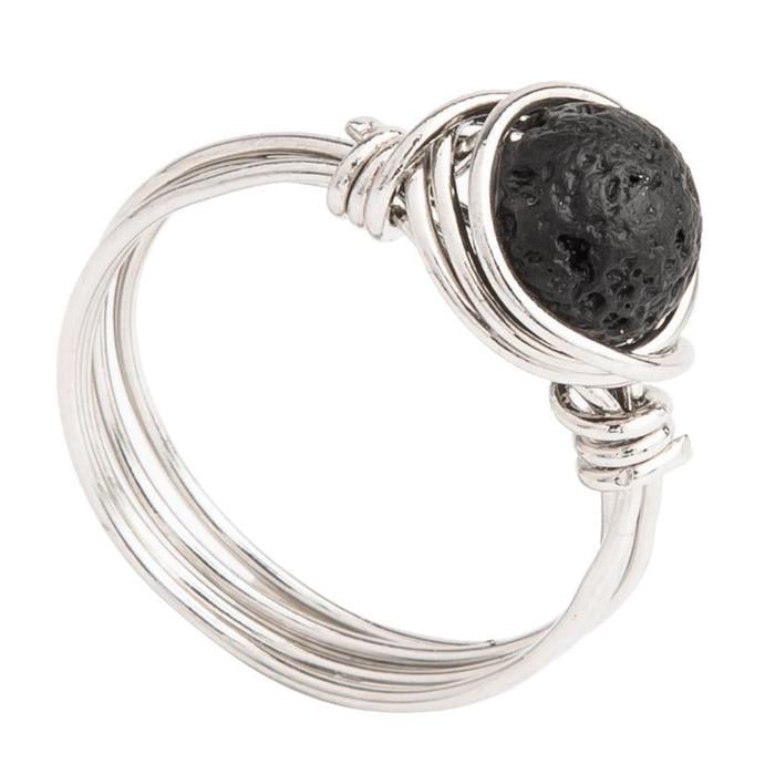 Wire Wrapped Ring Essential Oil Ring Ring Lava ring Aromatherapy Essential Oil Jewelry Handmade Wire Wrapped Lava Ring