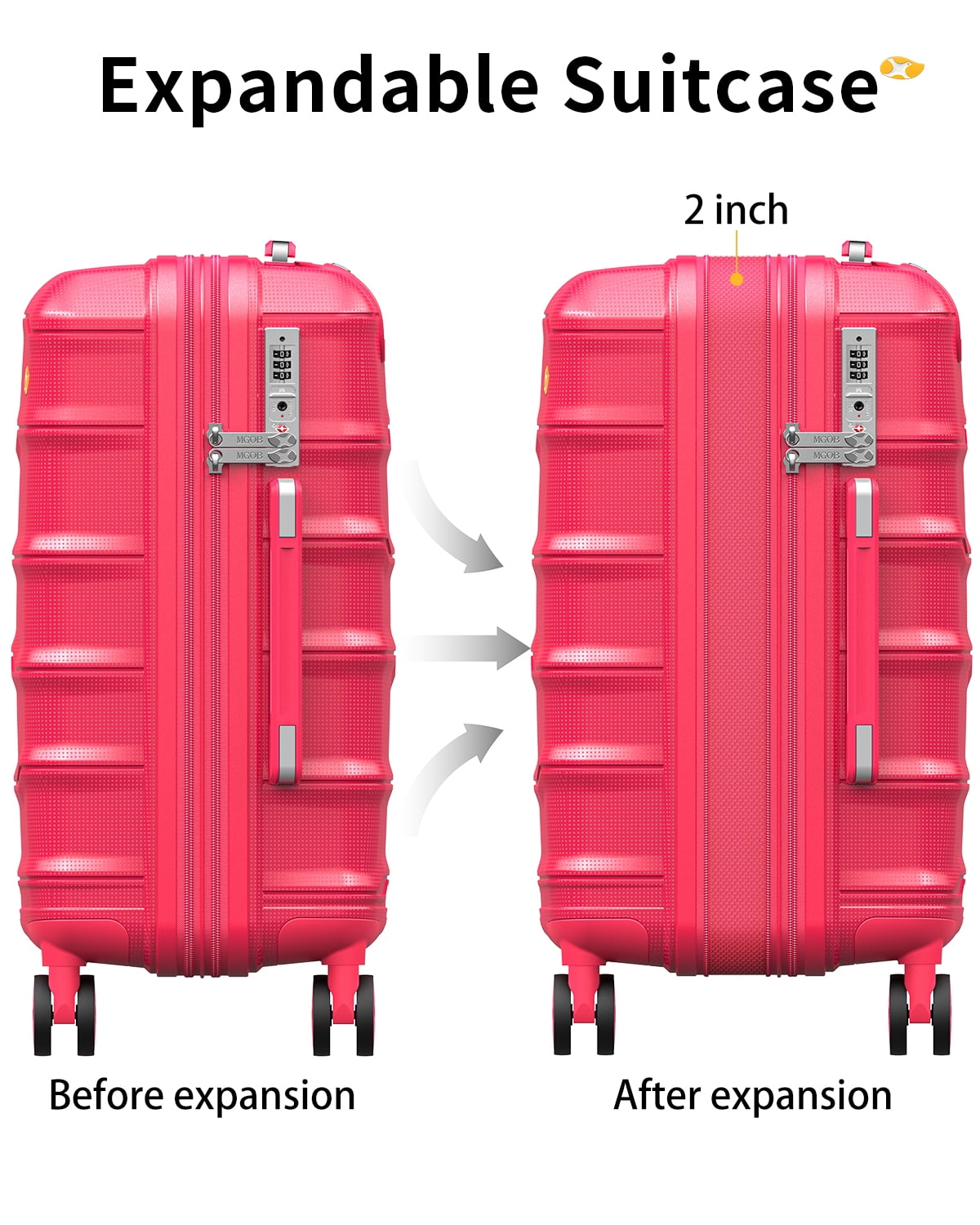 20-Inch Hard Shell Carry-On Suitcase, Black