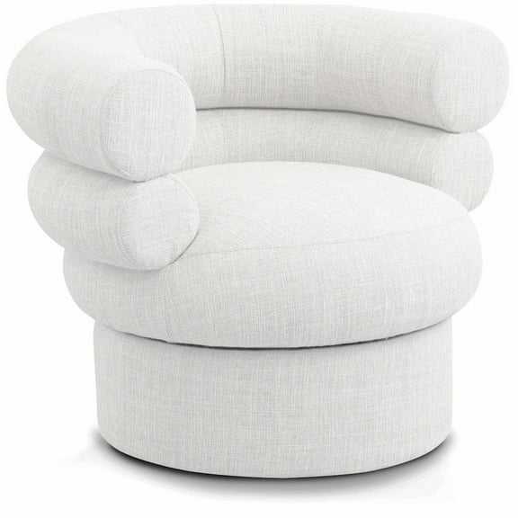 Meridian Furniture Valentina Cream Linen Textured Fabric Accent Swivel Chair