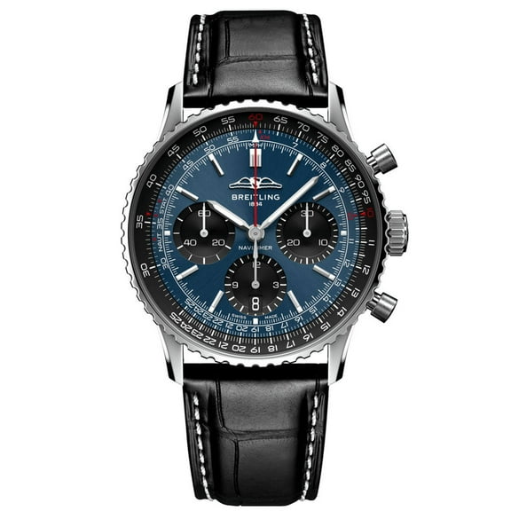 Breitling Navitimer B01 Chronograph 41 Automatic Blue Dial Leather Strap Men's Watch AB0139241C1P1