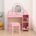 thumbnail image 4 of Qinaqin Rosa 2 en 1 Vanity con Lighted Mirror Cajón y Abierto Shelves Ideal para 3 9 Yrs Girls, 4 of 7