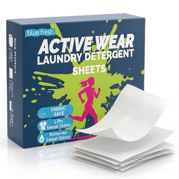 Laundry Detergent Sheets for Activewear & Gym Clothes, 50 Sheets (100 Loads), Gardenia Scent, HE Compatible, Eco Friendly