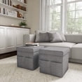 thumbnail image 3 of Lavish Home Foldable Storage Cube Ottoman with Pockets – Multipurpose Footrest Organizer for Bedroom, Living Room, Dorm or RV (Pair, Charcoal Gray),, 3 of 7