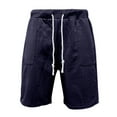 thumbnail image 3 of Bcfgryg Men's Summer Heavyweight Knitted Jacquard Streetwear Loose Casual Shorts Cargo Shorts Men Navy XXXL, 3 of 4