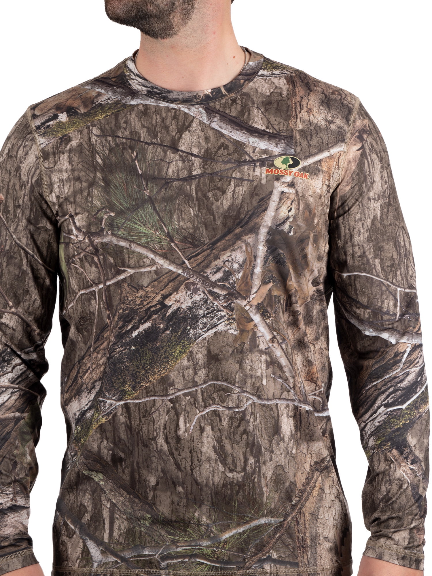 Men's Long Sleeve Camo Tee Hunting Performance Shirt by Mossy Oak, Sizes S-3XL