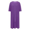 thumbnail image 6 of Fouhkni Womens Robes 3/4 Sleeve Full Zipper Housecoat Loose Casual Lightweight Bath Robes with Pockets, 6 of 7