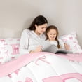 thumbnail image 4 of Castle Fairy Pink Bow Letter E Twin Comforter Sets 3-Piece for Girls,Dreamy Princess Bedding Set,Pink Reversible, 4 of 6