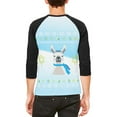 thumbnail image 2 of Ugly Christmas Sweater Llama Llamakkah Hanukkah Mens Raglan T Shirt, 2 of 2