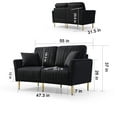 thumbnail image 7 of 3 Pieces Sectional Sofa Set, Modern Velvet Tufted Upholstered Sofa Couch Set with Loveseat Sofa and 2 Piece Single Armchair Sectional Couches with 4 Throw Pillows for Living Room, 2+1+1 Seater, Black, 7 of 7
