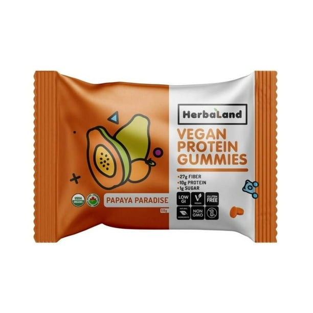 Herbaland Protein Gummies Papaya Paradise Size Pouch 50g Walmart Com Walmart Com