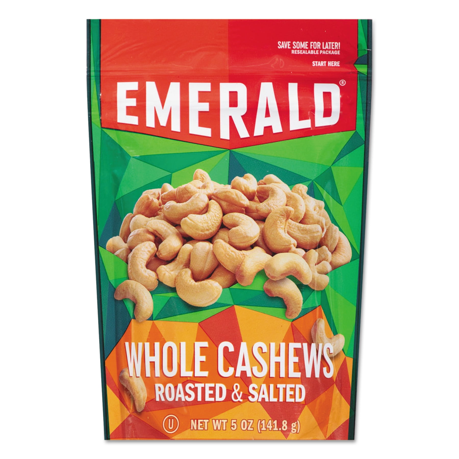 Emerald Roasted & Salted Whole Cashews, 5 oz, (Pack of 6) by Diamond Foods