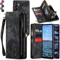 thumbnail image 1 of Funda Billetera para Samsung Galaxy A54, Funda de Cuero con Cremallera en Folio, Billetera con Correa para Tarjetero, Muñequera, Funda Trasera Protectora Magnética Desmontable, 1 of 6