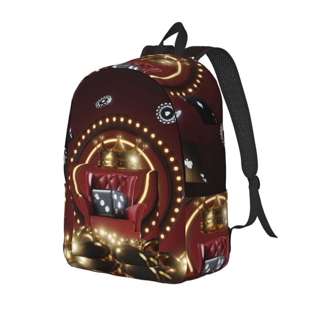 Easygdp Casino King And Playing Cards Mochila de Lona Resistente para Laptop, Compatible con Laptops de 15 a 17 pulgadas, Ideal para Escuela, Trabajo y Viajes-Small