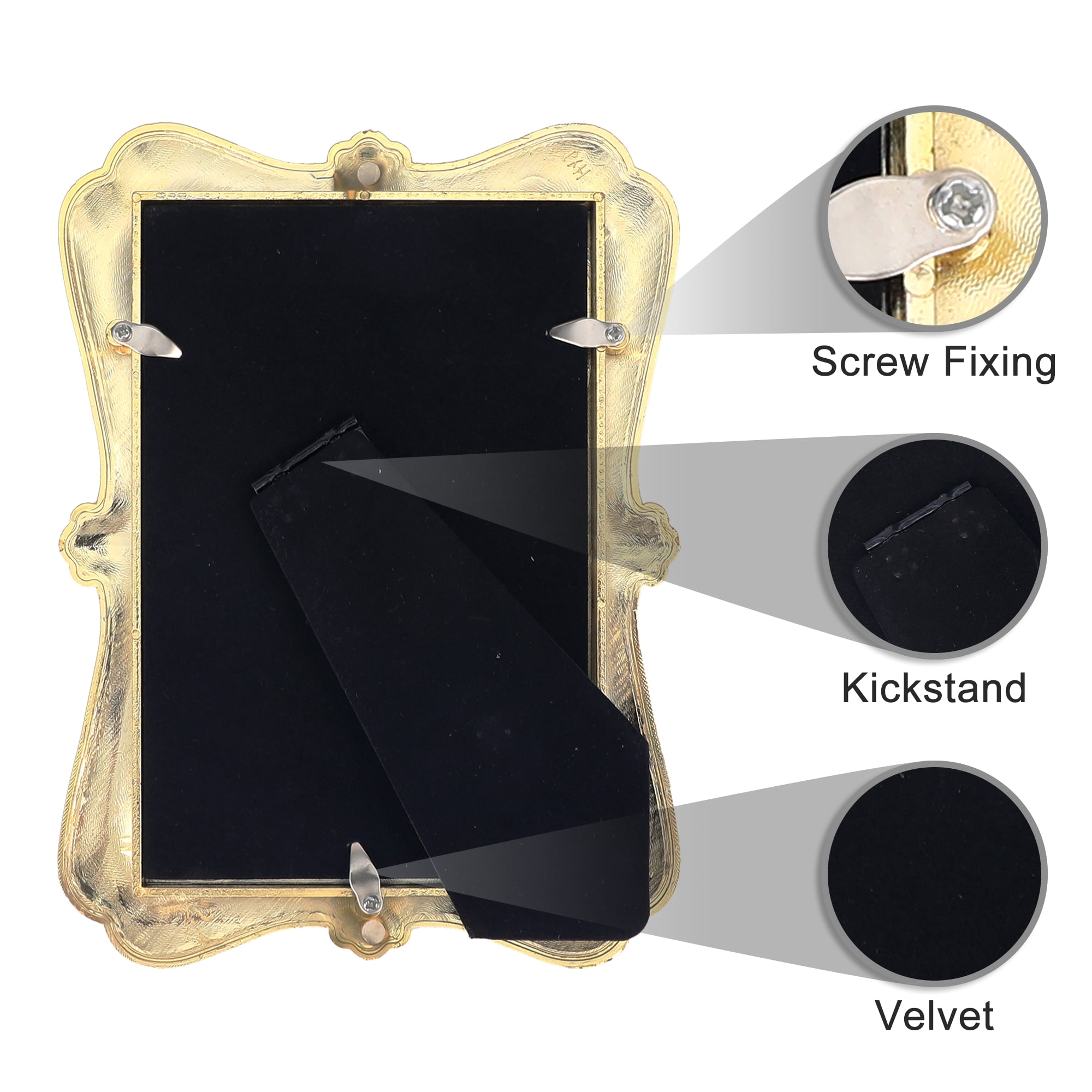 Unique Bargains Picture Frame Pearl Plated Photo Frame for Tabletop Display Gold 4x6/5x7