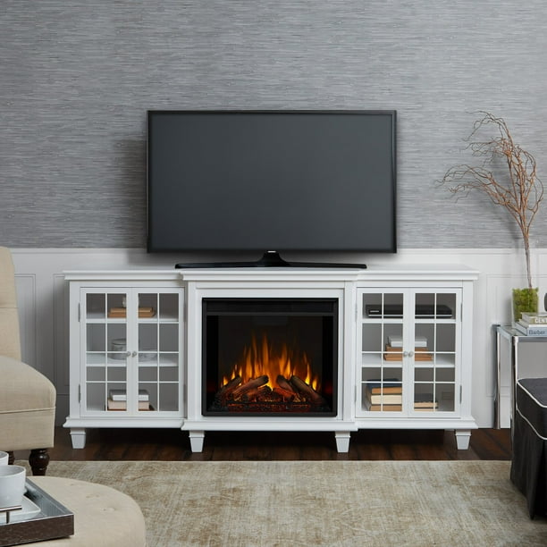 TV Stand for TVs up to 78" with Electric Fireplace Included, Recycled