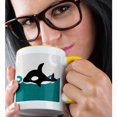 thumbnail image 2 of 3dRose, Cute Orca Whale in the Ocean at Night , 15oz Two-Tone Yellow Mug, 2 of 7