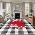 thumbnail image 3 of Valentine's, Area Rug 5x8 FT, Non Slip Bedroom Throw Carpet, Valentine Buffalo Plaid Black Gnomes Love Red Washable Soft Floor Carpet Non-Shedding Rug for Living Room Nursery Dorm Office, 3 of 9