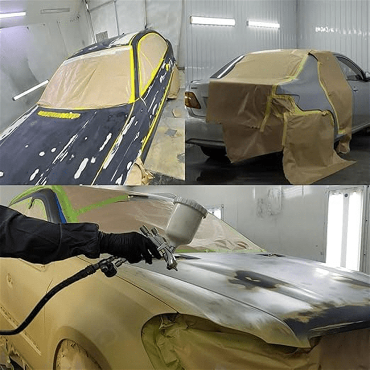 TOP! Pre Taped Masking Paper for PaintingAdhesive Tape & Drape Painters Paper, Automotive Paint, House Decoration, DIY