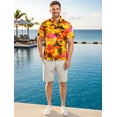 thumbnail image 6 of HAPPY BAY Men's Hawaiian Shirts Short Sleeve Button Down Shirt Mens Casual Shirts Vacation Tropical Beach Summer Party Shirts for Men Funny S Island View, Orange, 6 of 7