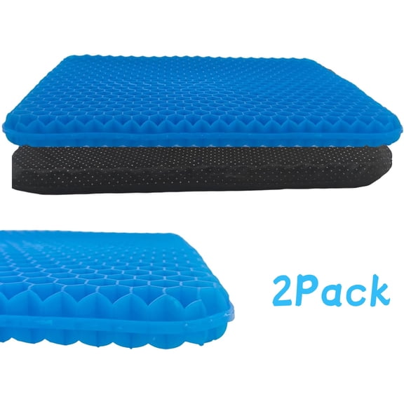 Gel Seat Cushion for Long Sitting, Large Cooling Gel Cushion Breathable Honeycomb Chair Pads with Non-Slip Cover for Home Office Chair Car Seat Wheelchair ,2 Pack