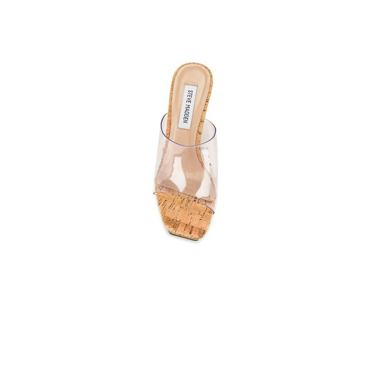 Steve Madden Barona Clear Slip On Open Squared Toe Wedges