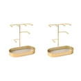 thumbnail image 4 of Dalazy Jewelry Organizer Stand Tray Display Rack Rings for Gold PU Leather Pad 20 x 10 x 21cm 2Set, 4 of 6