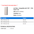 thumbnail image 2 of Air Filter - Compatible with 1987 - 1996 Ford F-150 1988 1989 1990 1991 1992 1993 1994 1995, 2 of 2