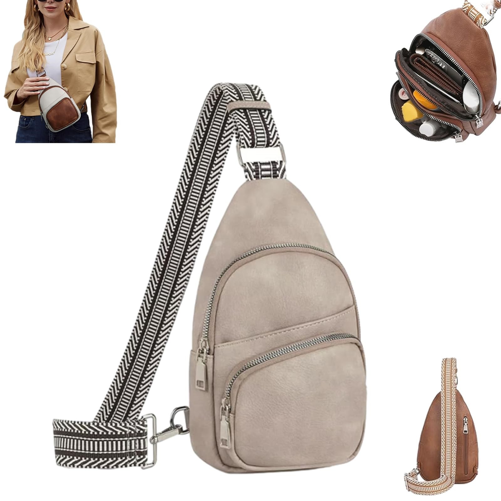 HMSHA Crossbody Bags for Women Men Trendy Sling Bag Casual Chest Bag with Convertible Shoulder Strap Large Capacity Anti Solid Color Crossbody Bag For Daily Travel Anti Theft Crossbody Bag