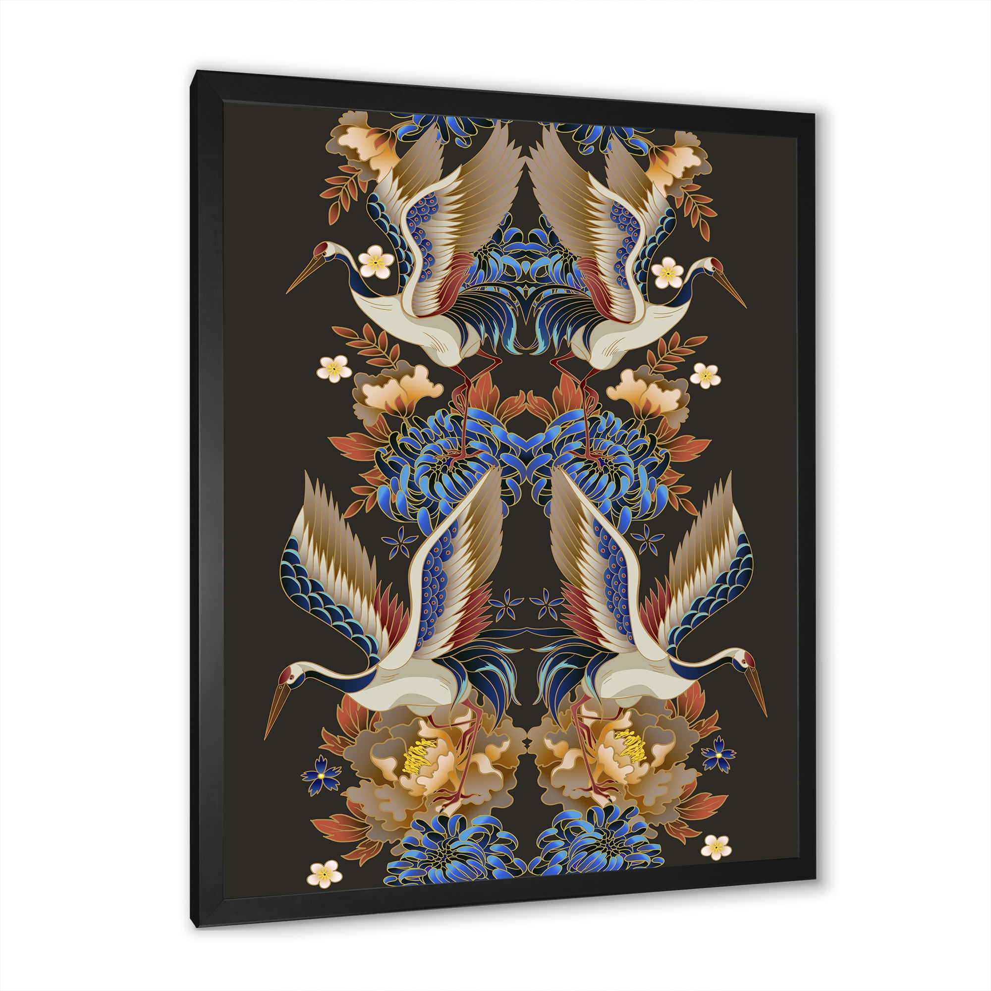Designart 'Chinoiserie With Peonies and Birds IX' Traditional Framed Art Print