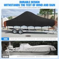 thumbnail image 5 of SHELTUSE 1200D Universal Boat Cover-14'-16'L Heavy Duty Boat Cover with Motor Cover, Waterproof V-Hull Pro-Style Bass Boat Cover, Trailerable Center Console Boat Cover, Beam Width: up to 90'', Black, 5 of 7