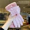 thumbnail image 2 of 1 Pair Winter Gloves Thick Plush Lining Windproof Warm Cold Resistant Five Fingers Waterproof Anti slip Soft Lady Riding Cycling Gloves, 2 of 8