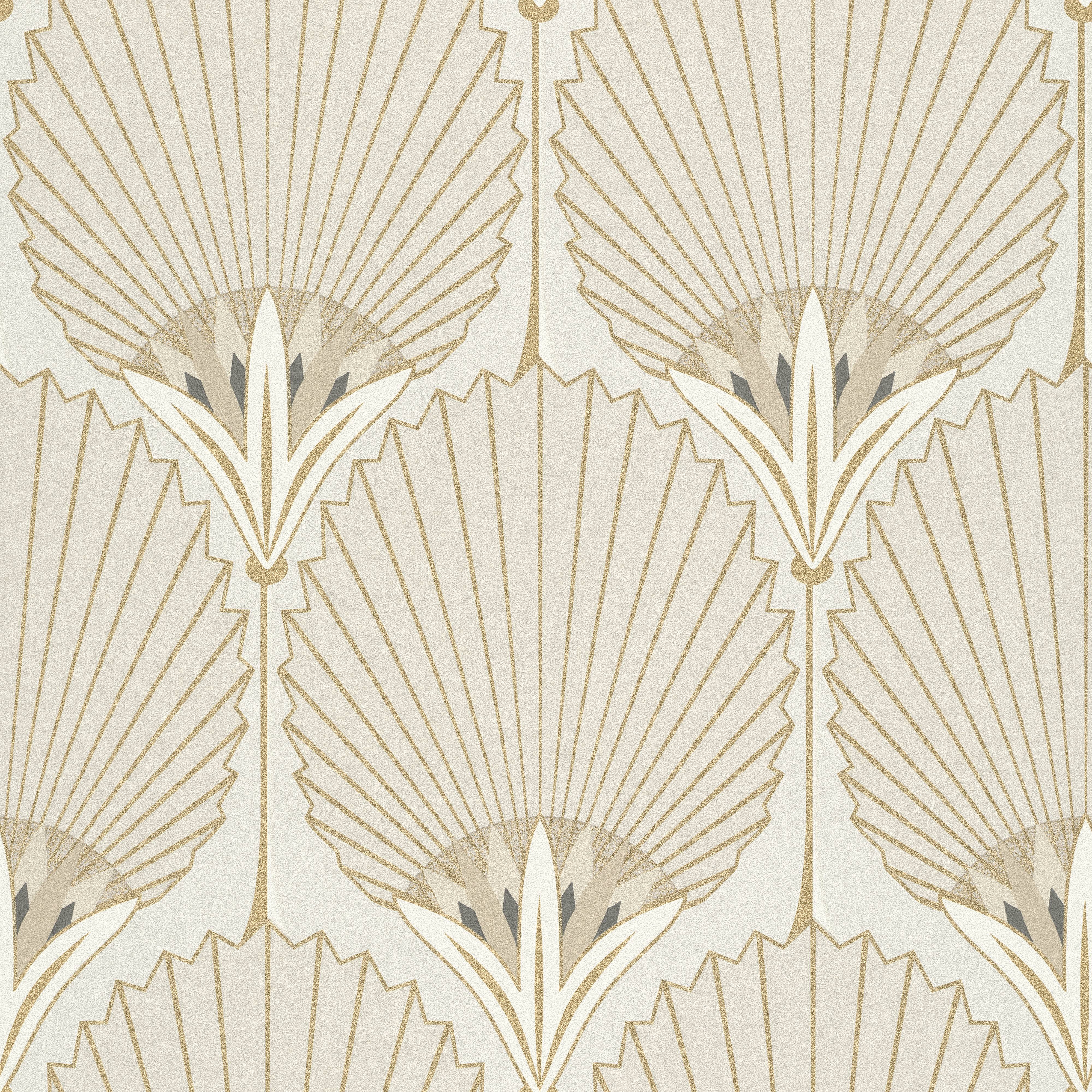 Beige Bold Art Deco Fan Wallpaper R8374