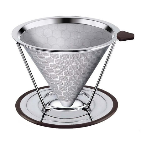 

Fusipu Stainless Steel Home Coffee Filter Reusable Pour Over Dripper Non-slip Strainer