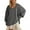 Gray, variant on EchfiProm Women Sweatshirts Fall Pullover V-Neck Black Long Sleeve Solid Color Loose Y2k Oversized Sweatshirt