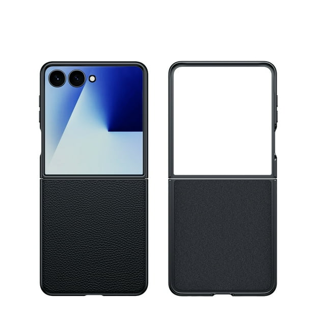 GadgetCom Étui de Remplacement Compatible avec Samsung Galaxy Z Flip7 Flip 7, Étui Arrière en Cuir Véritable