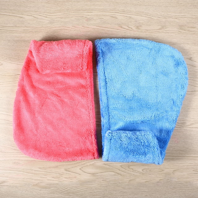 PTOOTP 2 toallas para secar el cabello, ultra absorbentes, tipo turbante (rosa, rojo y azul)