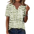 thumbnail image 2 of Women's Casual Shirt Short Sleeve V Neck Geometric Print Travel T-Shirt Pullover Top 3XL, 2 of 5