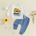 thumbnail image 2 of Duqingm Toddler Baby Boy Fall Winter Outfits Letter Crewneck Sweatshirt Casual Pants 2Pcs Clothes Set, 2 of 4