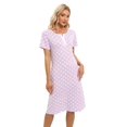 thumbnail image 4 of EFINNY Women's Nightgown Short Sleeve Soft Comfy Sleepwear with Pockets Henley Neck Button Down Nightdress Retro Polka Dot Nightshirt, S-XXL, 4 of 6