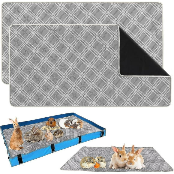 Auniq 2 Pack Guinea Pig Bedding, 47" X 24" Reusable Guinea Pig Cage Liner Pets Pee Pads For Small Animals Cages Guinea Pig Rabbit Hamster Rat