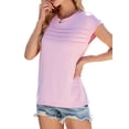 thumbnail image 2 of Deago Womens T Shirts Short Sleeve Loose Pleated Dressy Casual Blouses Crew Neck Summer Tops (Pink, S), 2 of 8