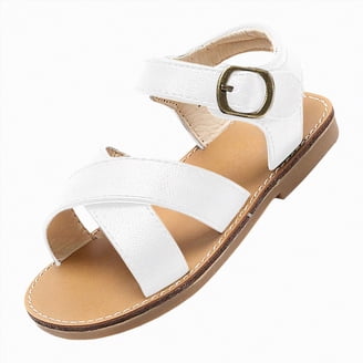 Kensie Girl Open Toe Toddler Flat Sandals, White, 8 - Walmart.com
