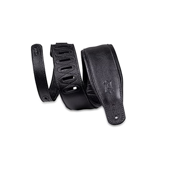 Sangle de Guitare en Cuir pour Vêtements de 3,25 Pouces de Large en Noir avec Support Noir