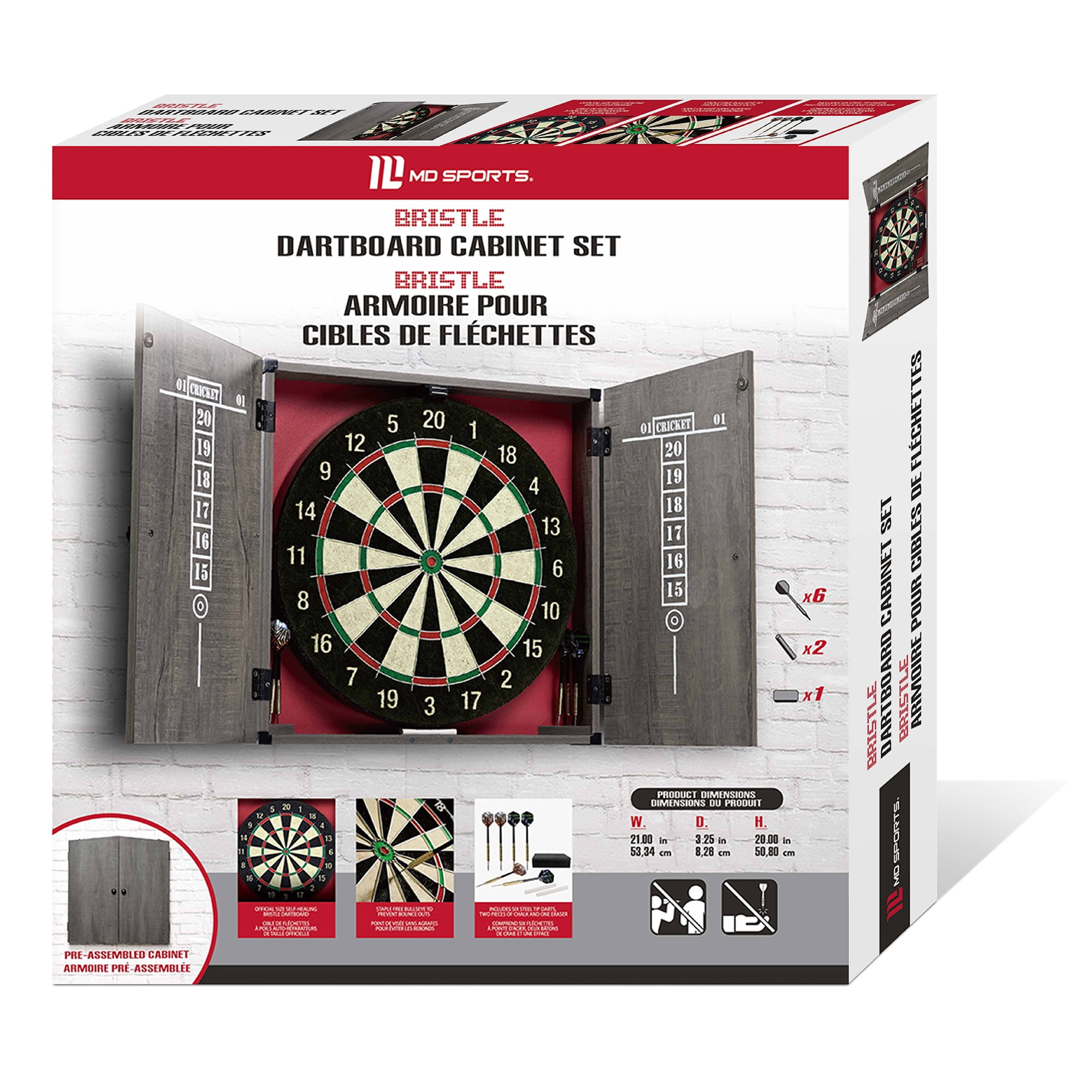 Ensemble de meubles pour cible de fléchettes MD Sports Bristle Armoire À Flechettes En Poils