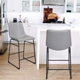 thumbnail image 2 of HOMEKOKO Bar Stools Set of 2, 26 Inches Bar Stool with Back, Carbon Fiber Bar Chair with Metal Legs (Light Grey), 2 of 7