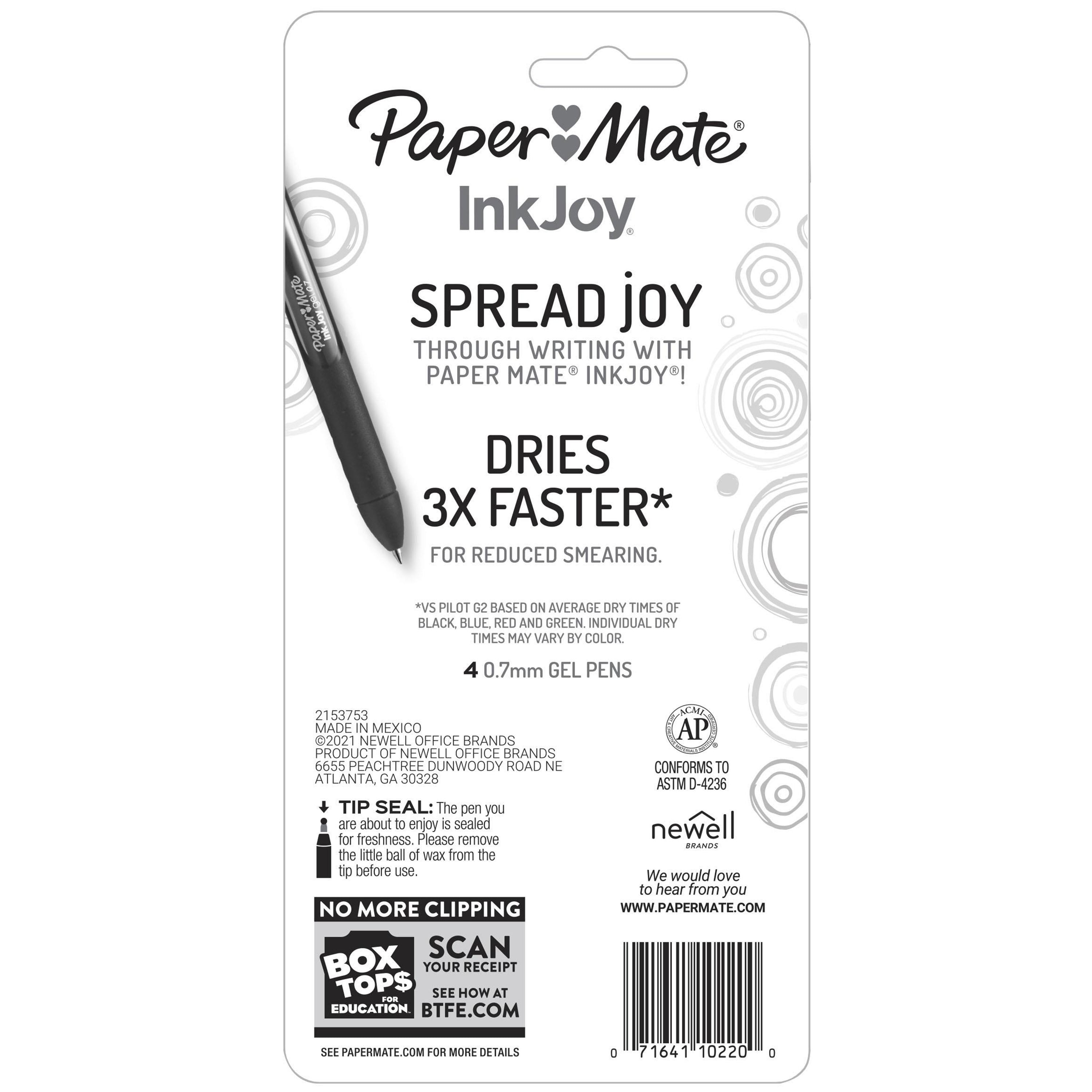 Set de bolígrafos Paper Mate Ink Joy gel punta fina 4 pzas