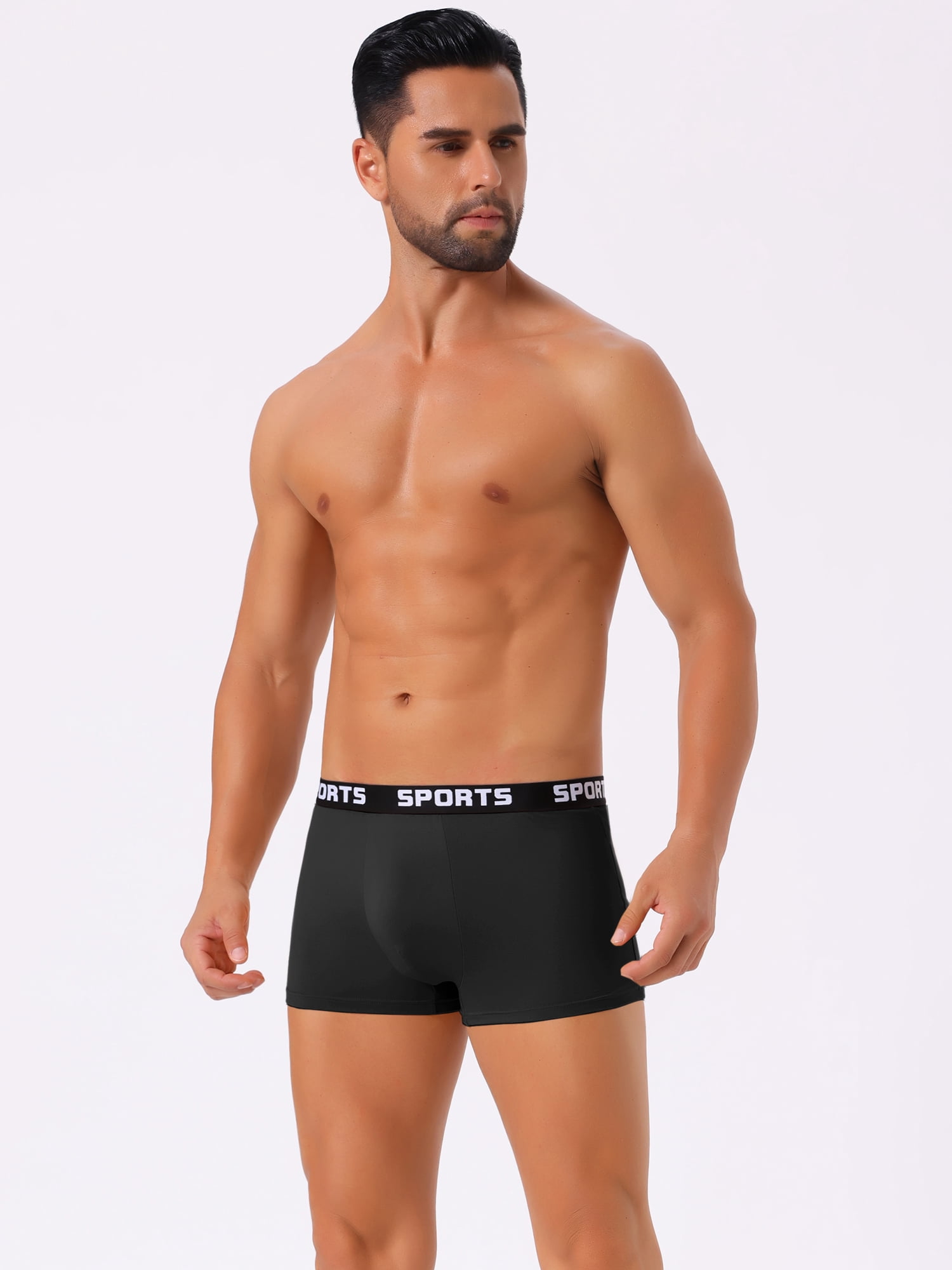 DARING DIVA Men's Lightweight Short Leg Stretch Boxer Briefs 36 Black