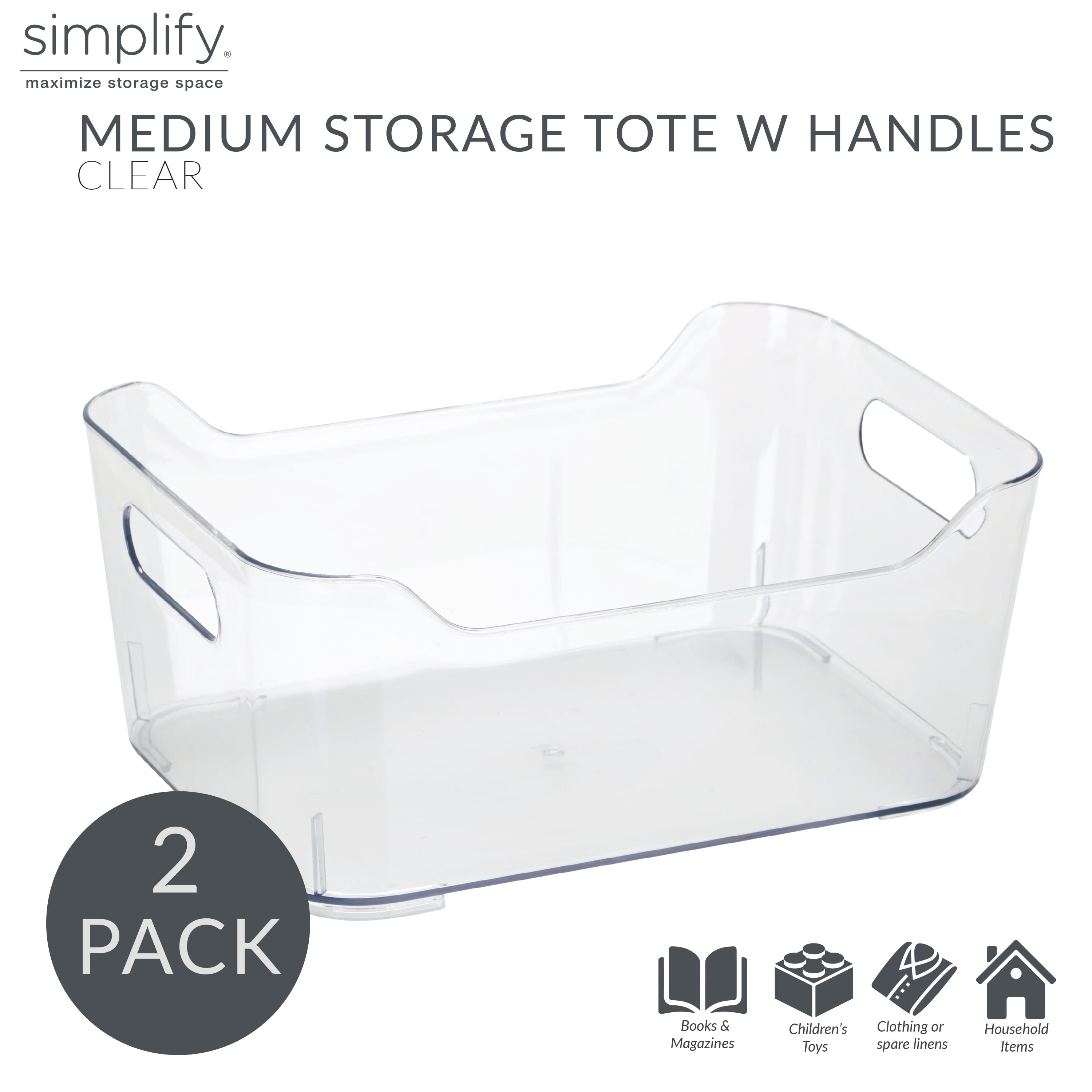 Simplify Large Clear Storage Bins, 2 Pk.