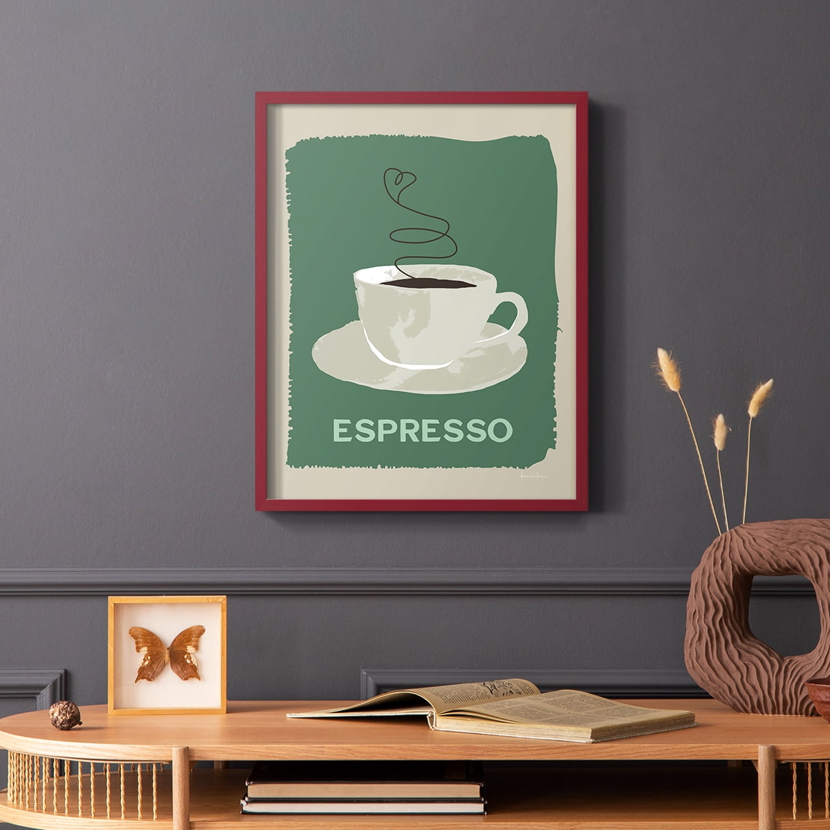 Modern Coffee IV in Red Solid Wood 8 x 10 Framed Print