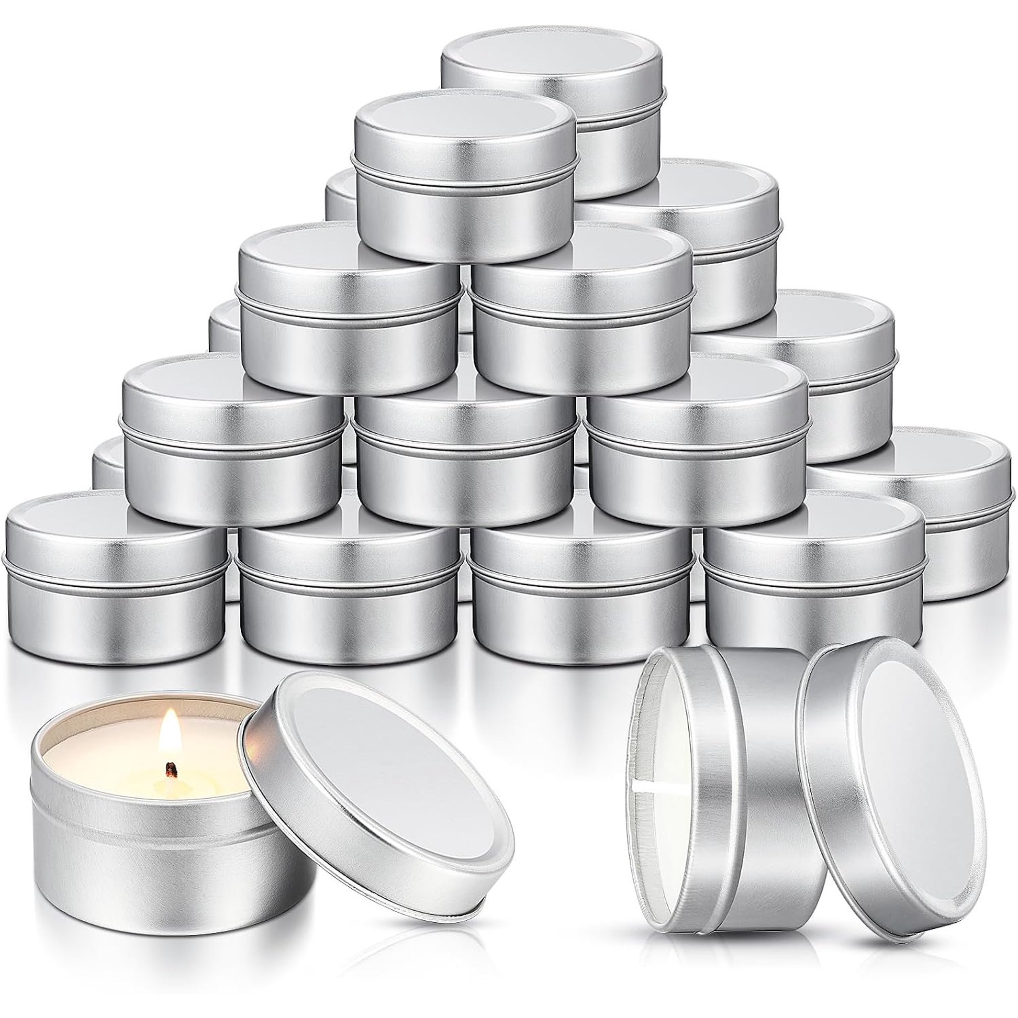 24 count Mini Candle Tins with , Party Favors DIY Tealight Bulk